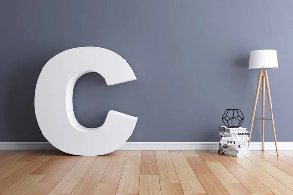 Mock up interieur lettertype 3d rendering letter C — Stockfoto