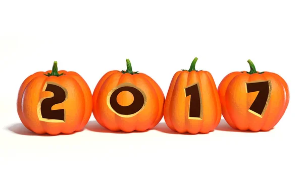 Halloween pompoen lettertype nummer 7 3d rendering — Stockfoto