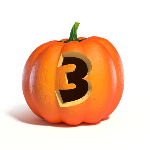 Halloween numero carattere zucca 3 rendering 3d — Foto Stock