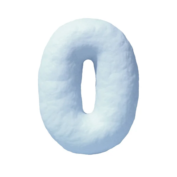 Snow font number  0 3d rendering — Stock Photo, Image