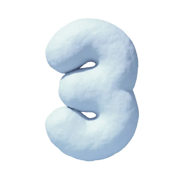 Снежный шрифт номер 3 3D рендеринг — стоковое фото