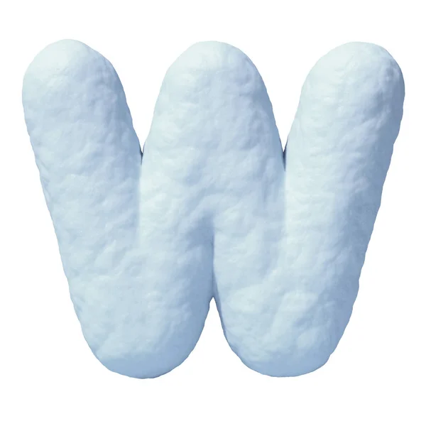 Snow font letter W 3d rendering — Stock Photo, Image