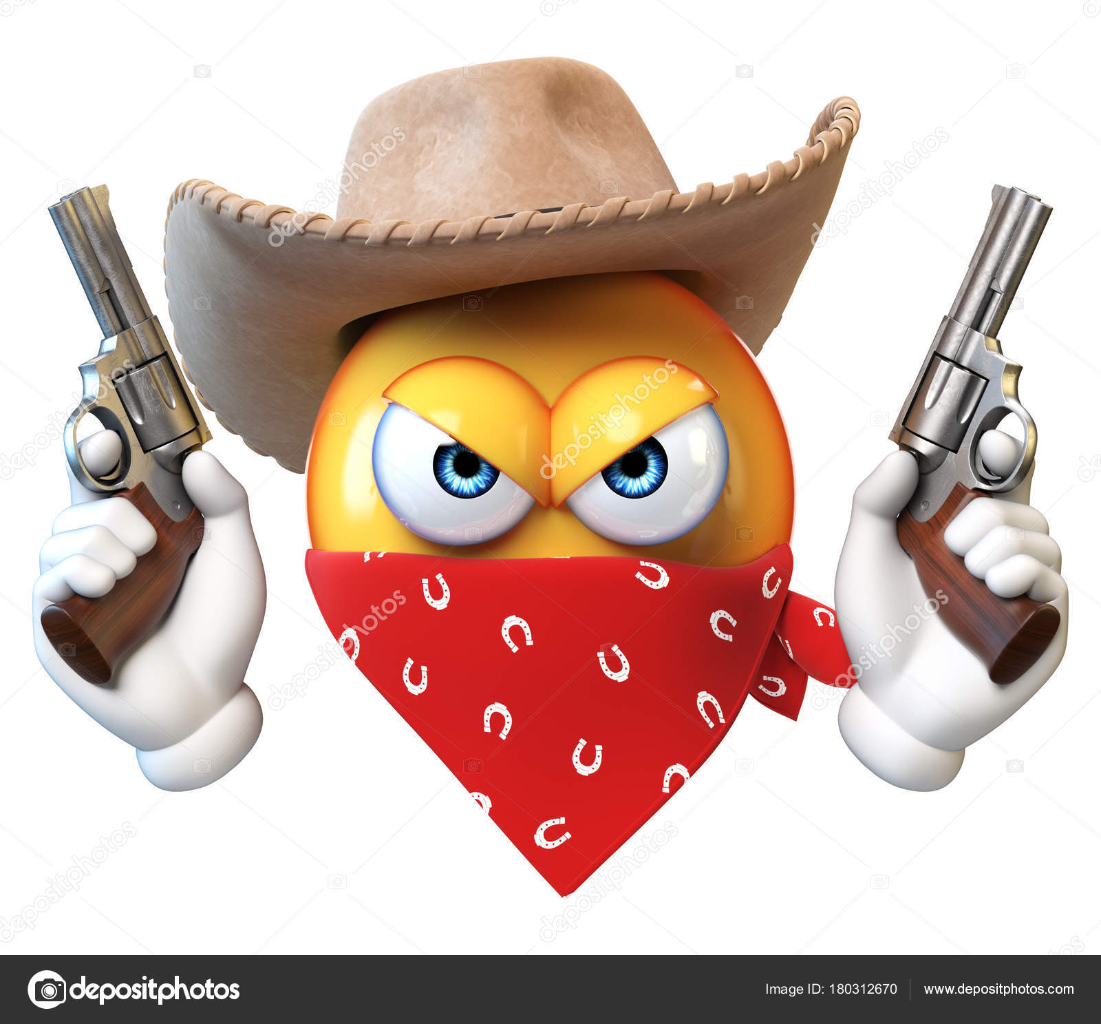 Bandit Emoji Isolated White Background Wild West Robber Emoticon
