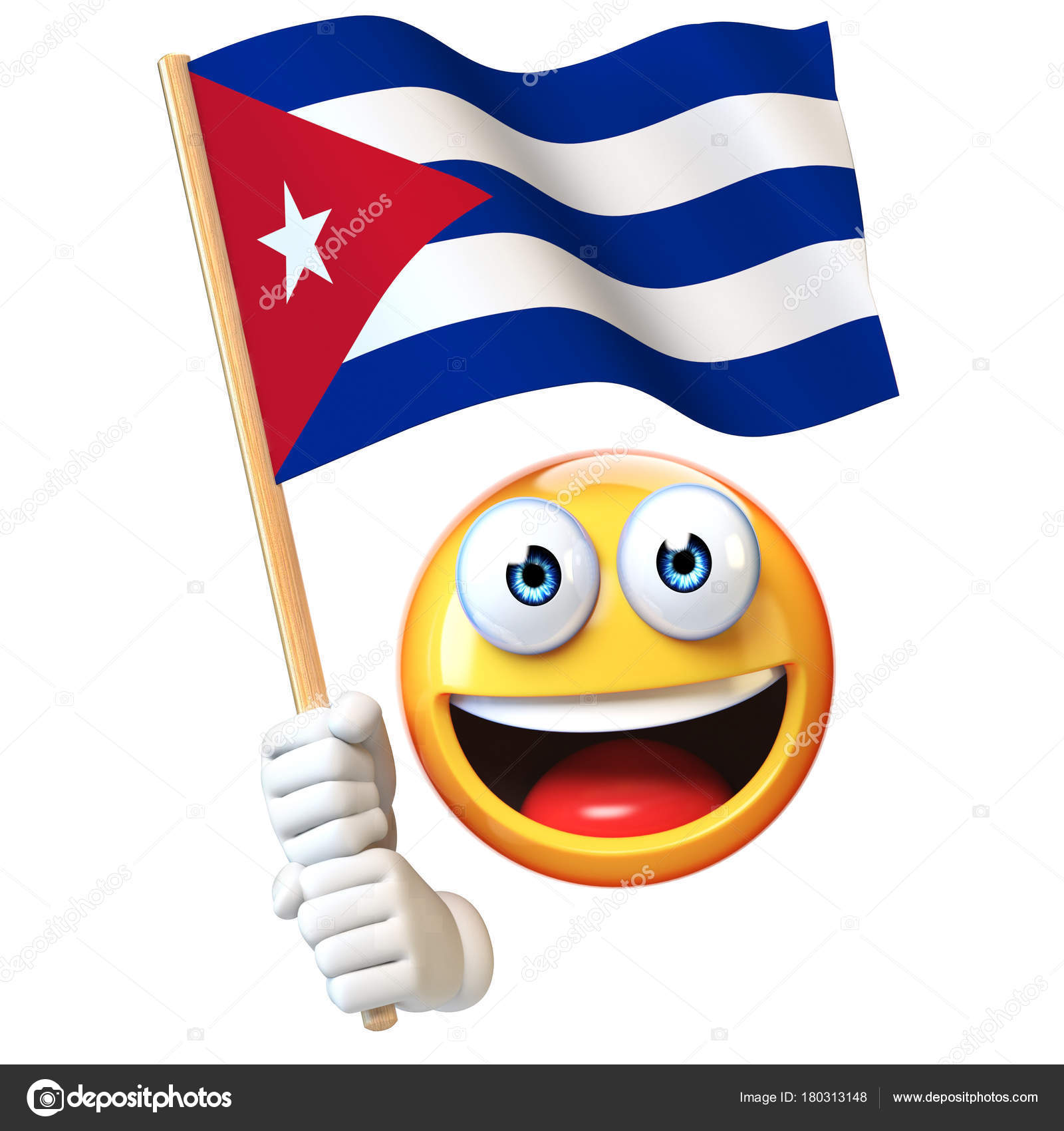 Emoji Segurando Bandeira Cubana Emoticon Acenando Bandeira Nacional Cuba  Renderização Ilustração de ©koya979 #180313148, image size:1600x1700