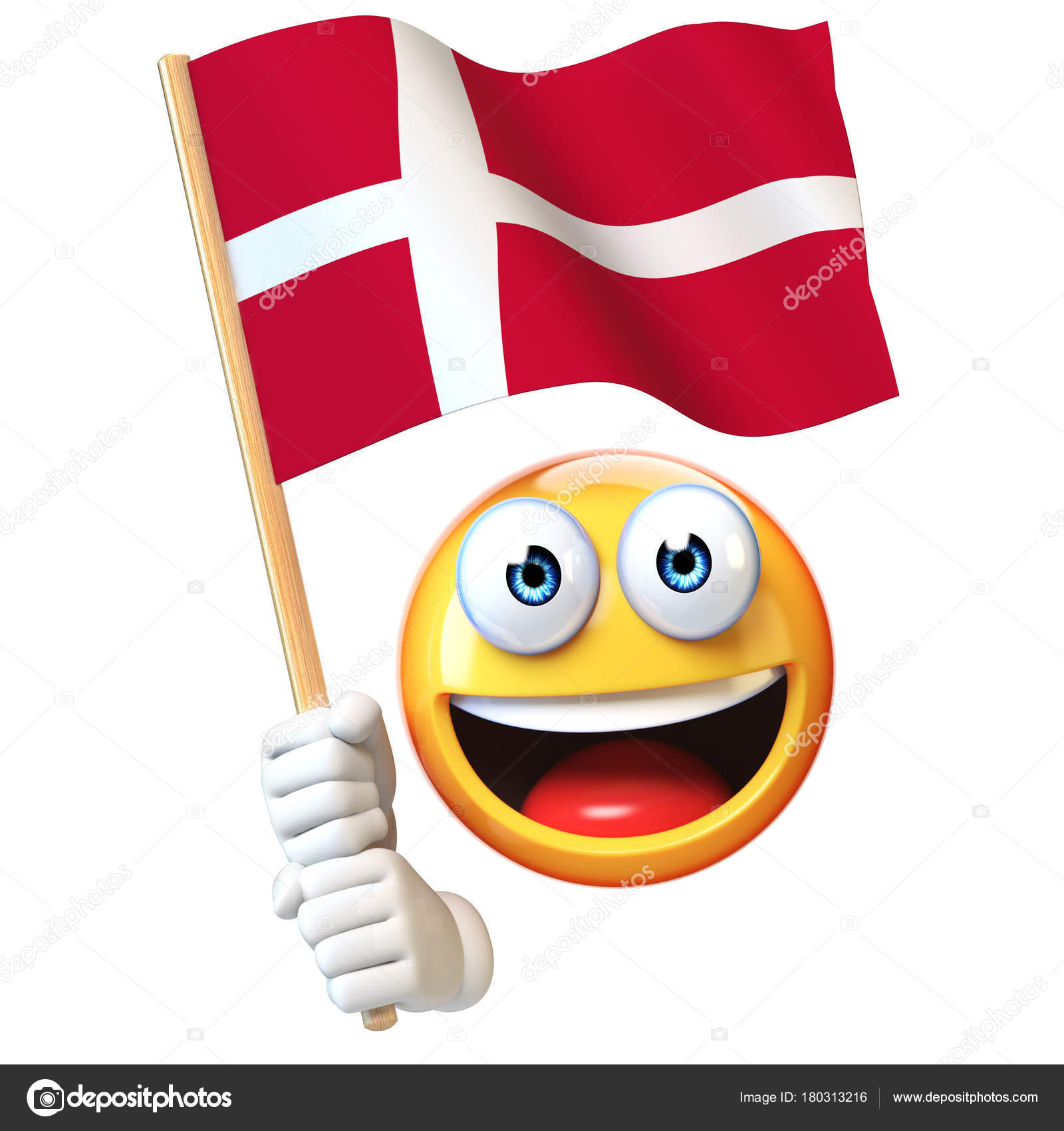 Emoji Mit Dänischer Flagge Emoticon Schwenkt Nationalflagge Von
