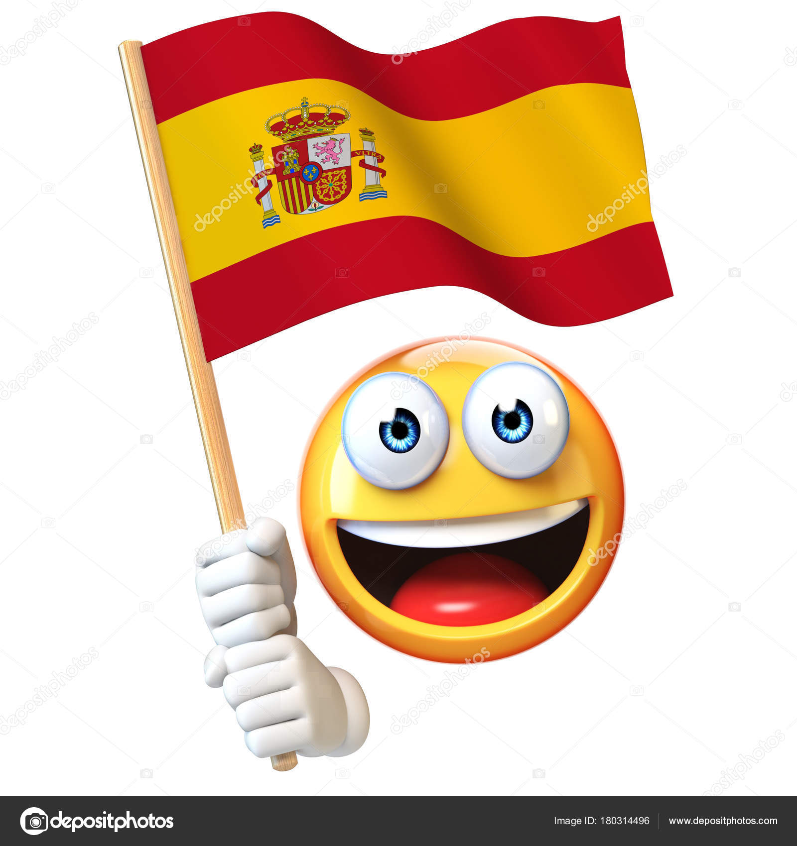 Emoji Segurando Bandeira Espanhola Emoticon Acenando Bandeira Nacional  Espanha Renderização Ilustração de ©koya979 #180314496, image size:1600x1700