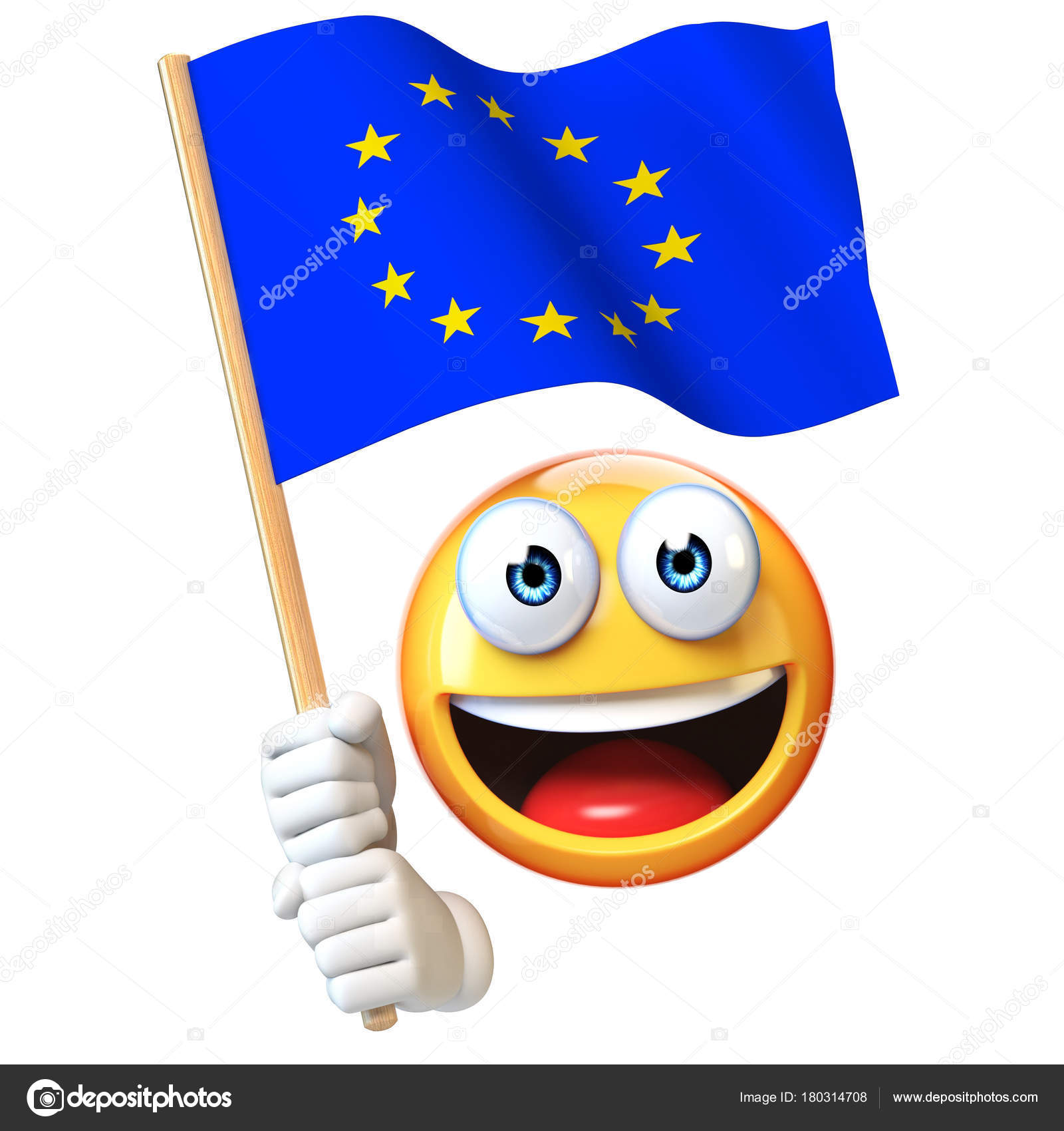 Emoji Segurando Bandeira Emoticon Acenando Bandeira União Europeia  Renderização Ilustração de ©koya979 #180314708, image size:1600x1700