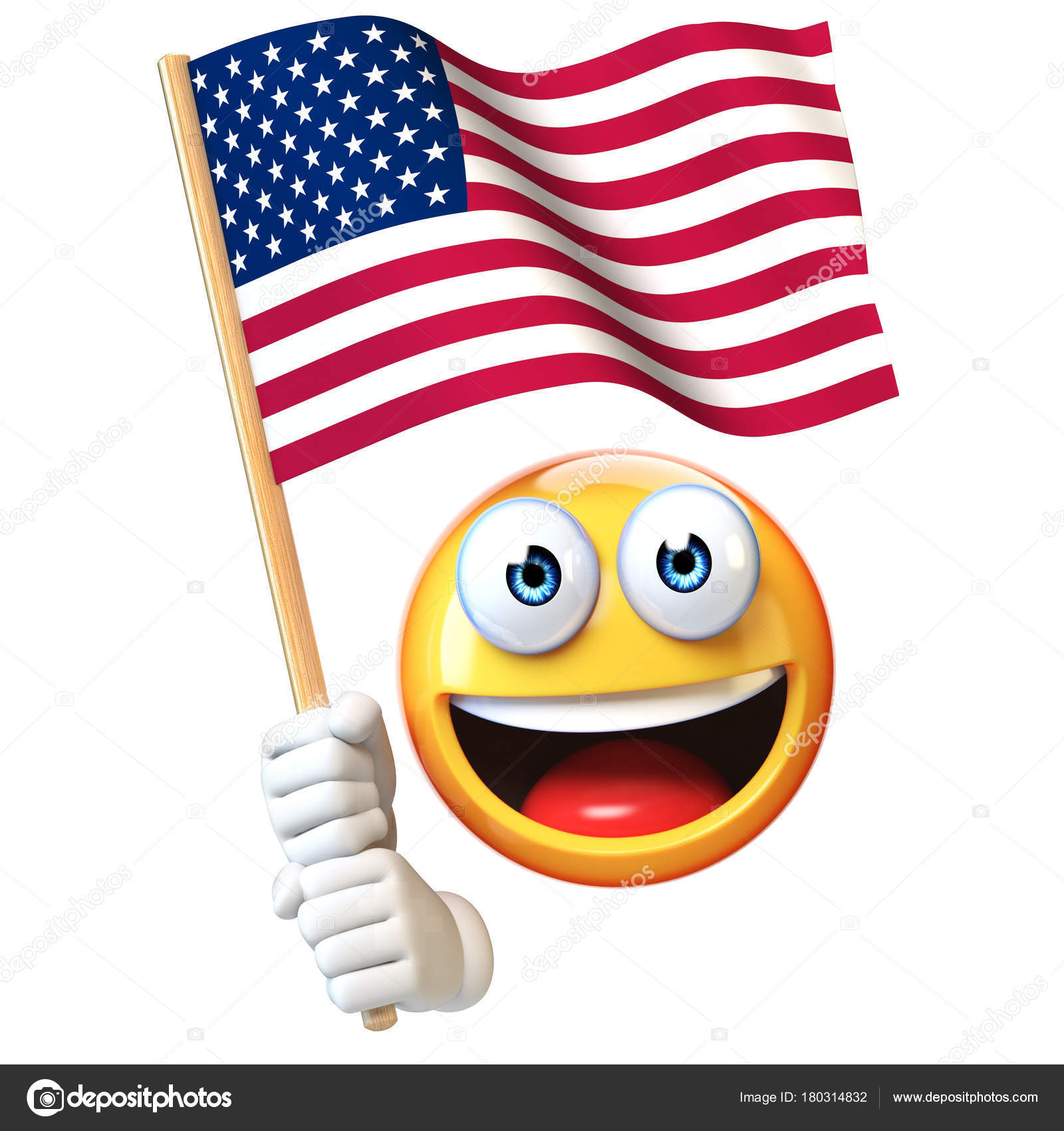 Emoji Holding Flag Emoticon Waving National Flag United States America