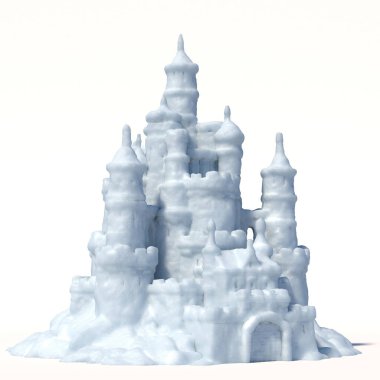 Beyaz arka plan üzerinde 3d render izole kar Kalesi