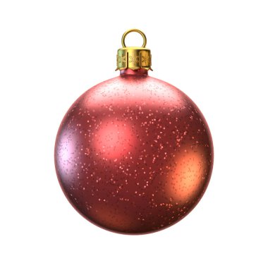 Beyaz arka plan üzerinde izole kırmızı Noel top. Tebrik kartı tasarım öğesi. Kış süsleme, ağaç dekorasyon 3d render