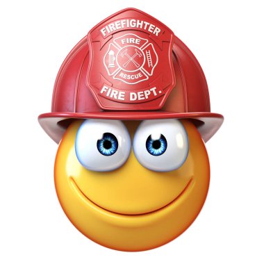Beyaz arka plan üzerinde itfaiye eri ifade 3d render izole itfaiyeci emoji