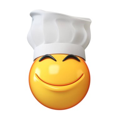 Emoji izole üzerinde beyaz arka plan, ifade Restoran şefi 3d render pişirin