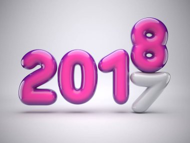2017-2018 değiştirmek, yeni yıl kavramı, tebrik kartı tasarımı, mutlu yeni yıl afiş 2018 pembe numaraları ile 