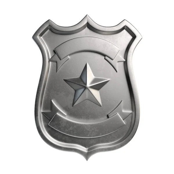 Blank Metallic Badge Silver Emblem Vapensköld Med Kopia Rymden Rendering — Stockfoto