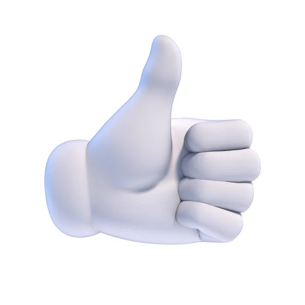 Kciuk Górę Biały Rysunek Ręka Renderowania — Zdjęcie stockowe
