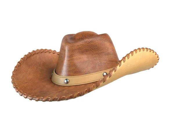 Cowboy Cappello Isolato Sfondo Bianco Rendering — Foto Stock