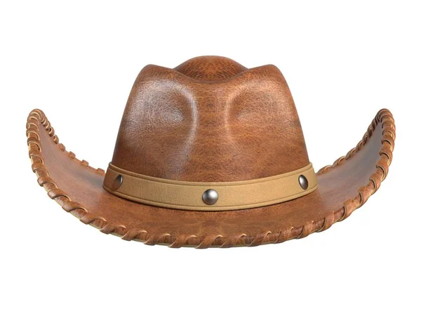 Chapéu Cowboy Isolado Fundo Branco Renderização — Fotografia de Stock