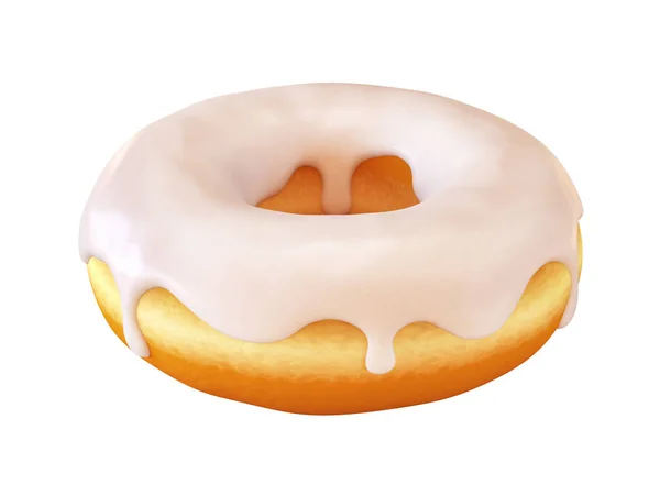 Glazed Donut White Frosting Doughnut Rendering — Stock Photo, Image