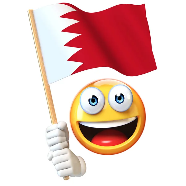 Emoji Segurando Bandeira Bahrein Emoticon Acenando Bandeira Nacional Bahrein Renderização — Fotografia de Stock