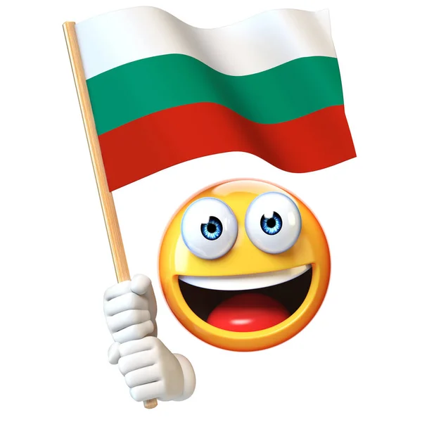 Emoji Holding Bulgarian Flag Emoticon Waving National Flag Bulgaria Rendering — Stock Photo, Image