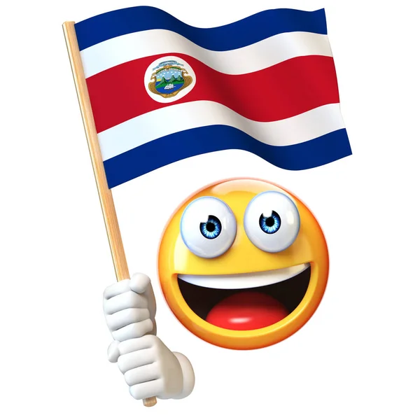 Emoji Drží Kostarika Vlajka Smajlík Mává Státní Vlajka Costa Rica — Stock fotografie