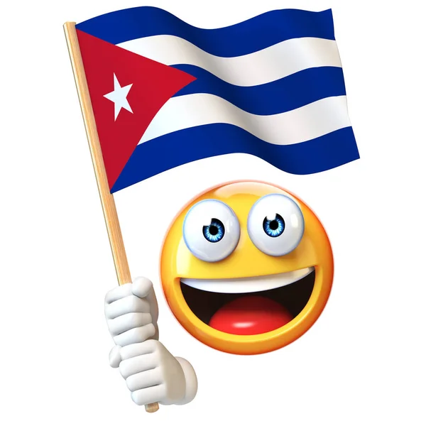 表情持有古巴国旗 表情符号挥舞古巴国旗3D — 图库照片