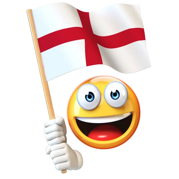 イングランド旗 レンダリングにイングランドの国旗を振っての絵文字を保持している絵文字 — ストック写真
