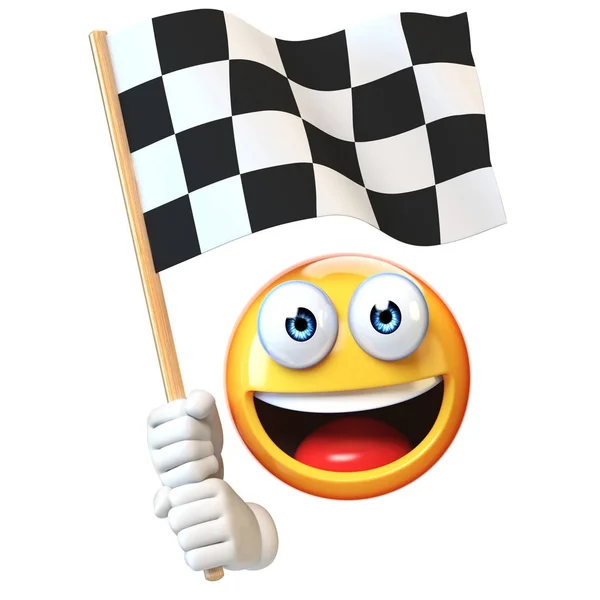 Emoji Κρατώντας Σημαία Τελειώσει Κουνώντας Φατσούλα Φινίρισμα Σημαία Rendering — Φωτογραφία Αρχείου