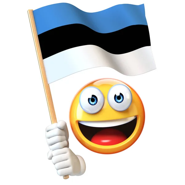 Emoji Sosteniendo Bandera Estonia Emoticonos Ondeando Bandera Nacional Estonia — Foto de Stock