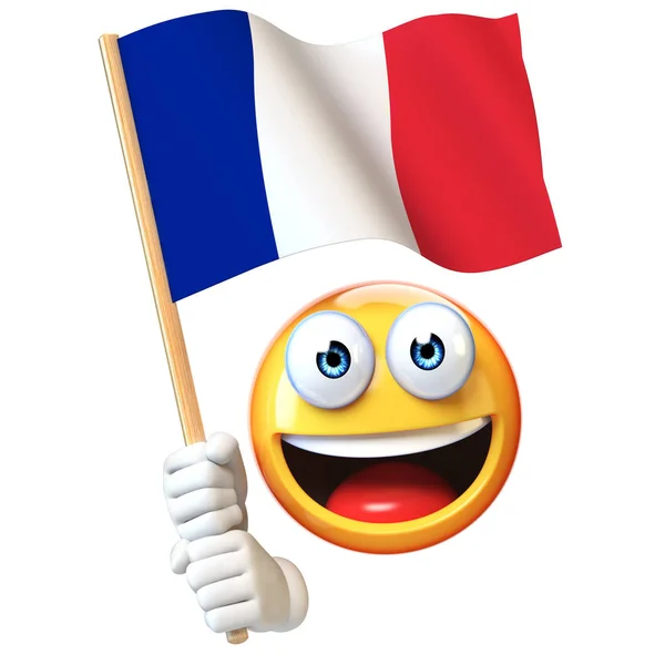 Emoji Innehar Franska Flaggan Uttryckssymbol Viftande Flagga Frankrike Rendering — Stockfoto