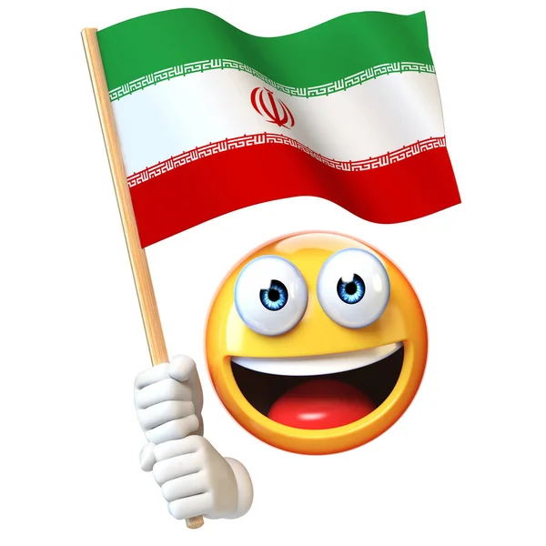 Emoji Holding Iraanse Vlag Emoticon Wuiven Nationale Vlag Van Iran — Stockfoto