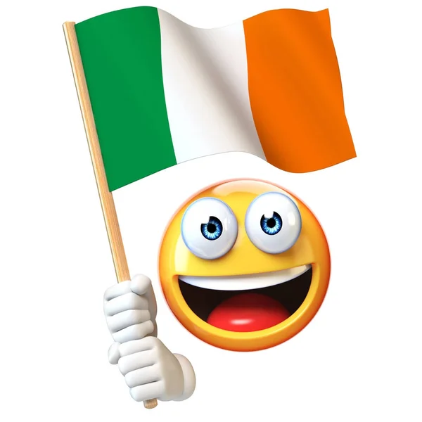 Emoji Holding Ierse Vlag Emoticon Wuiven Nationale Vlag Van Ierland — Stockfoto