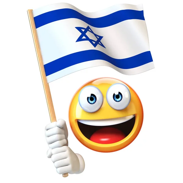 表情藏品以色列旗子 表情符号挥动以色列的国旗3D — 图库照片