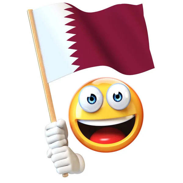 Emoji Sosteniendo Bandera Qatar Emoticono Ondeando Bandera Nacional Qatar — Foto de Stock