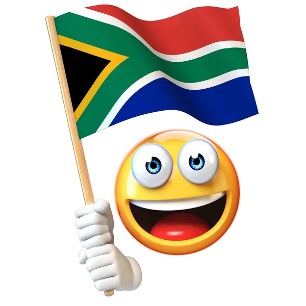 Emoji Holding South African Flag Emoticon Waving National Flag South — Stock Photo, Image