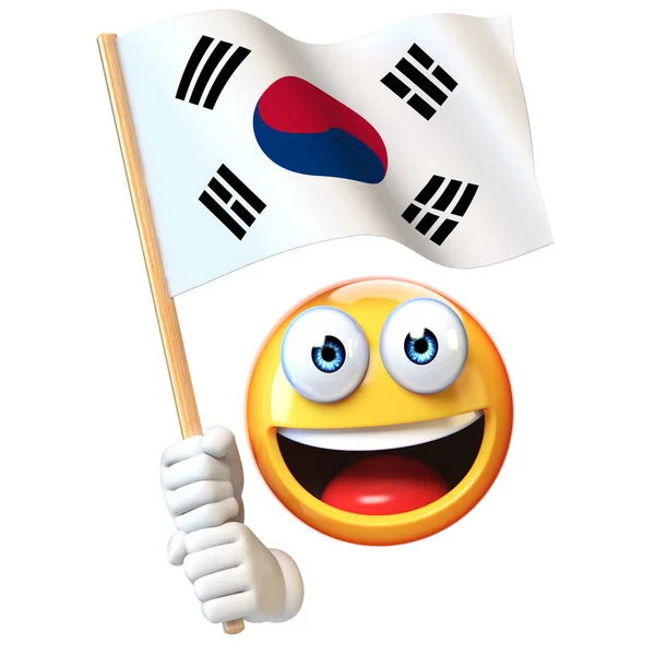 Emoji Tenant Drapeau Sud Coréen Émoticône Agitant Drapeau National Corée — Photo