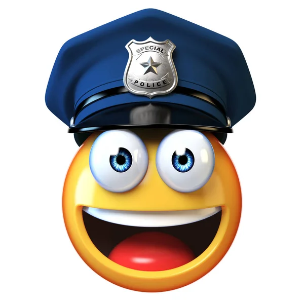 Poliziotto Emoji Isolato Sfondo Bianco Poliziotto Emoticon Rendering — Foto Stock