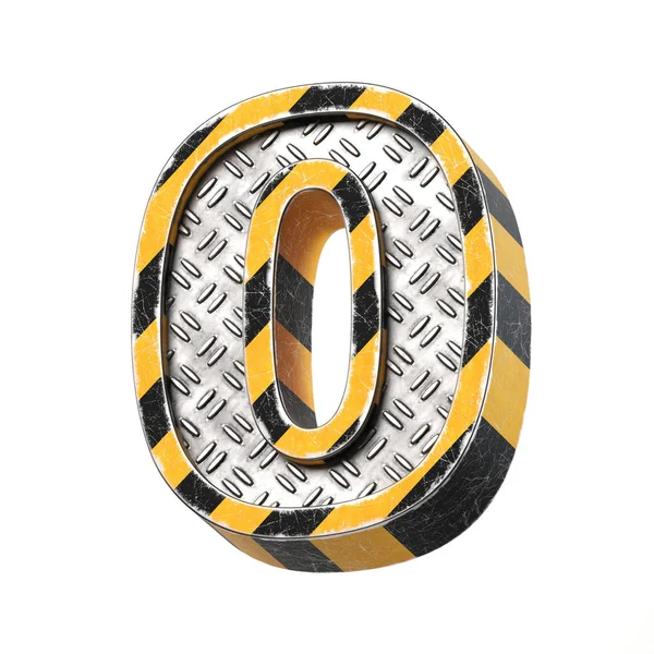 Industrial Black Yellow Striped Metallic Font Rendering Number — Stock Photo, Image