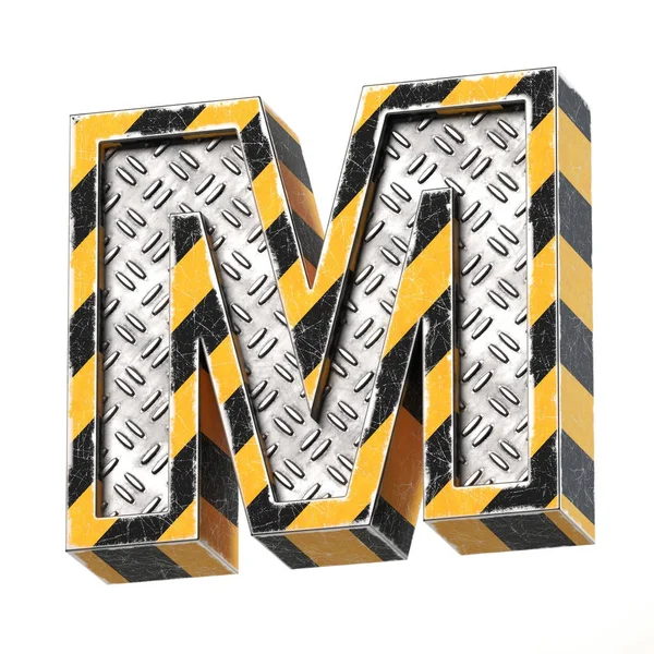 Industriële Zwart Geel Gestreept Metallic Lettertype Rendering Letter — Stockfoto