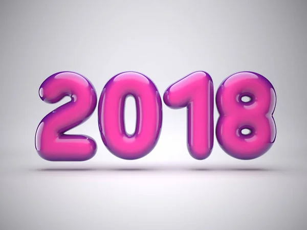 2018新年快乐 粉红色数字贺卡设计 新年横幅与2018数字在明亮 — 图库照片