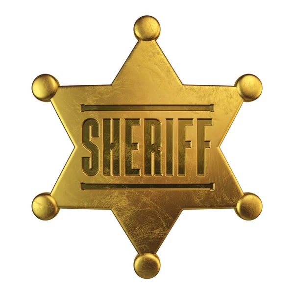 Insignia Sheriff Aislado Sobre Fondo Blanco Renderizado — Foto de Stock
