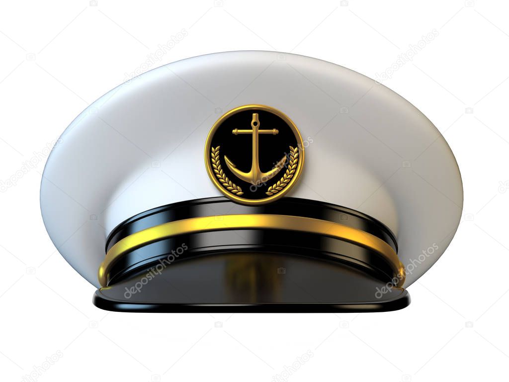 Navy cap, ship officer, admiral, sailor, naval captain hat  3d rendering