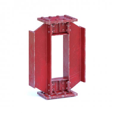 Çelik yazı tipi 3d render O harfi ışınla