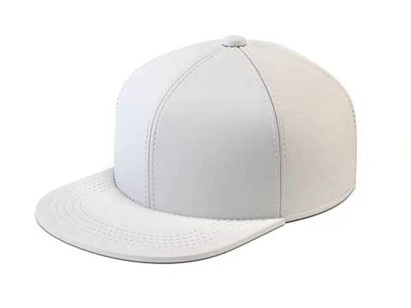 白い野球帽のモックアップ ホワイト バック グラウンド レンダリングに分離された空白の帽子テンプレート — ストック写真