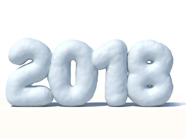 新年2018数字由雪3D — 图库照片