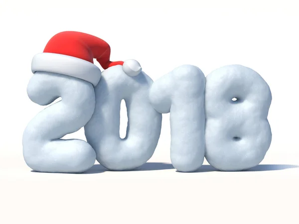 New Year 2018 Nummers Gemaakt Van Sneeuw Rendering — Stockfoto