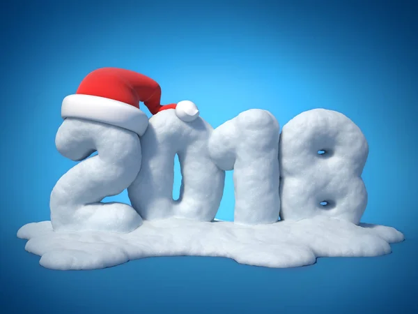 Nowy Rok 2018 Numery Wykonane Śniegu Renderowania — Zdjęcie stockowe