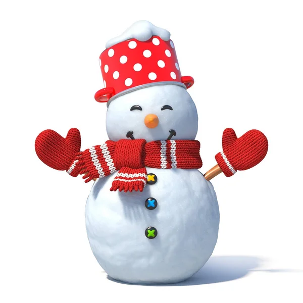 Snowman Santa Hat Rendering — стоковое фото