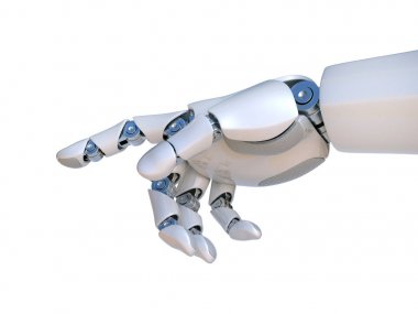 Robot el işaret işaret parmağı, jest 3d render dokunmadan