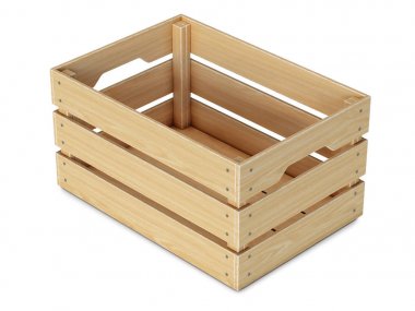 Beyaz arka plan üzerinde 3d render izole ahşap sandık